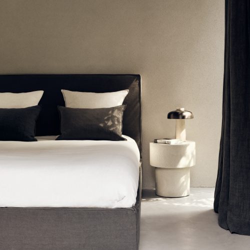 21602_21603_Revive_bed_removable_cover_grey_linen_26410_Elements_side_table_microcement_mushroom_shape_off_white_det_web