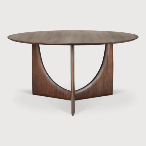 product_wf_10513_Geometric_dining_table_varnished_teak_brown_round_front_WEB