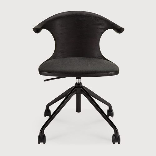 product_wf_10582_Flow_office_chair_with_wheels_aluminium_base_Black_frame_varnished_teak_Off_Black_fabric_Dark_Grey_front_WEB