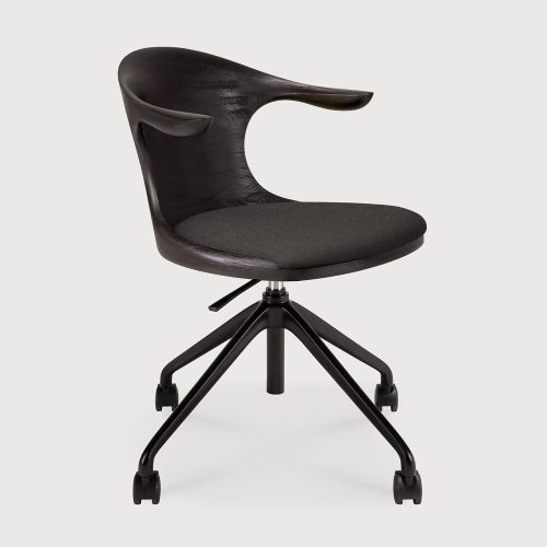 product_wf_10582_Flow_office_chair_with_wheels_aluminium_base_Black_frame_varnished_teak_Off_Black_fabric_Dark_Grey_side_WEB
