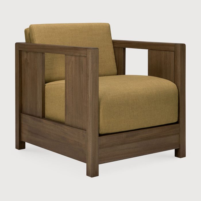 ROAN Fotoliu lounge, teak wild brown, tapiterie Amber
